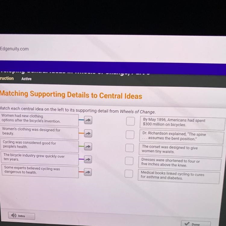 Matching Supporting Details to Central Ideas Match each central idea on the left to-example-1