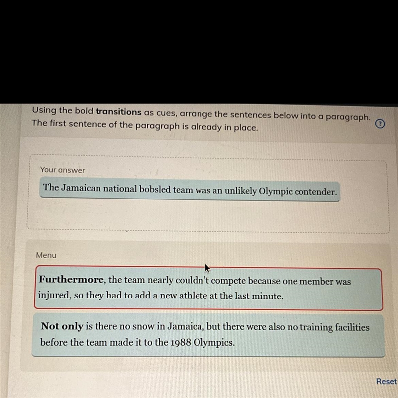 What order should these transition words be in?-example-1