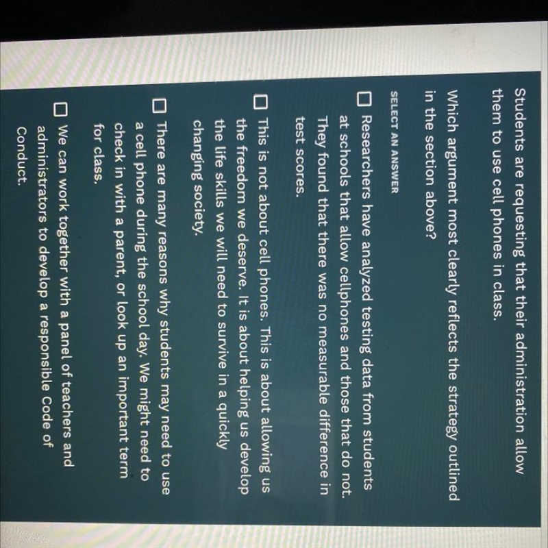 Students are requesting that their administration allow them to use cell phones in-example-1