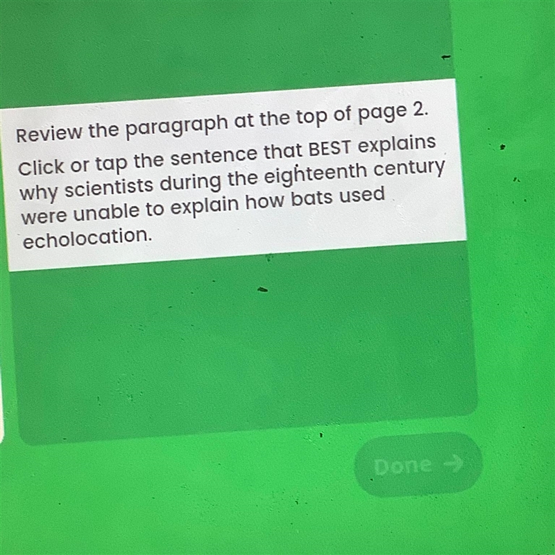 Review the paragraph at the top of page 2. Click or tap the sentence that BEST explains-example-1