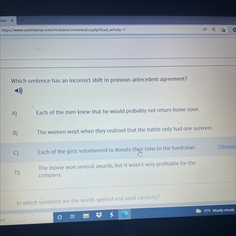 Which sentence has an incorrect shift in pronoun antecedent agreement?-example-1