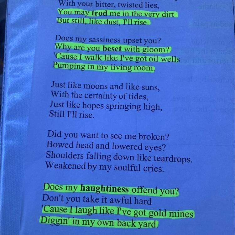 4. The primary example of repetition in the poem is what? What is the author's purpose-example-1