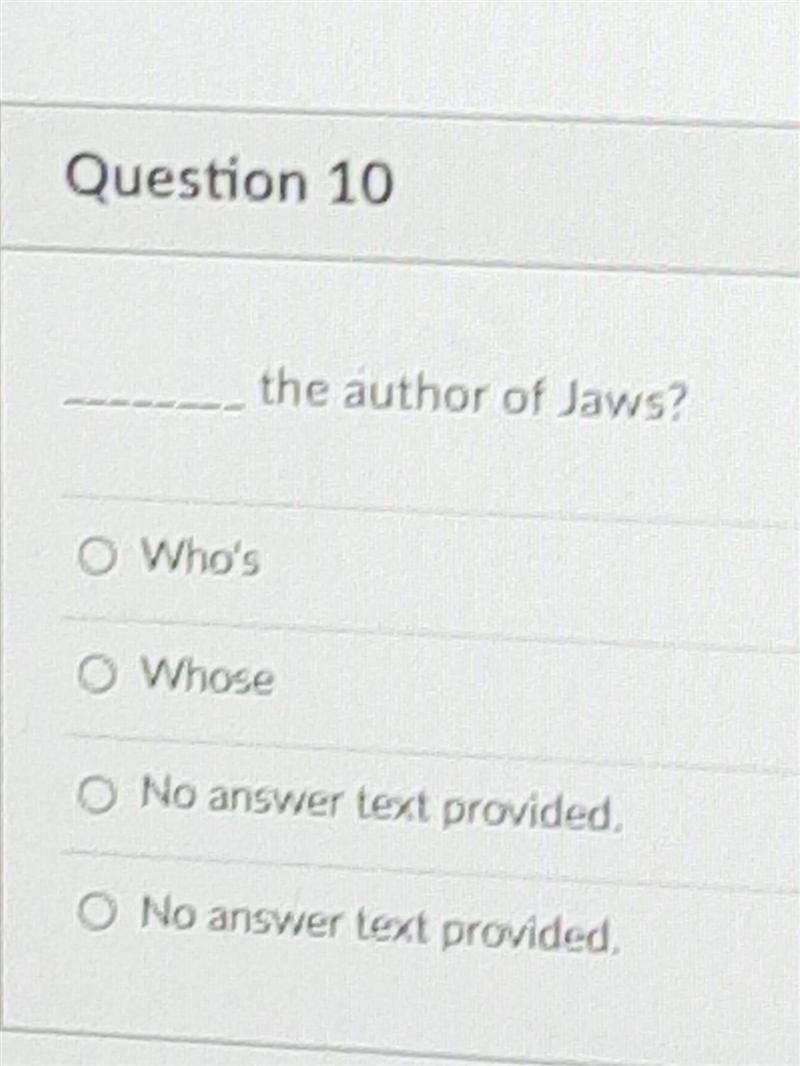 ____ the author of jaws? A. who's b. whose ​-example-1