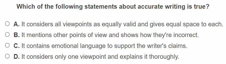 Which of the following statements about accurate writing is true? Please refer to-example-1