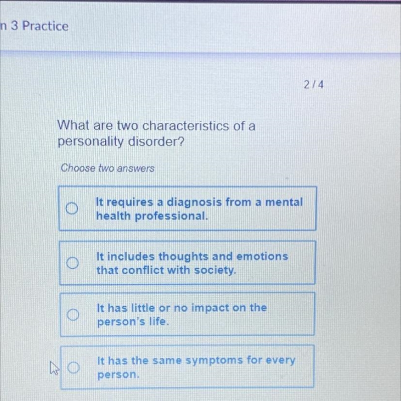 What are two characteristics of a personality disorder?-example-1