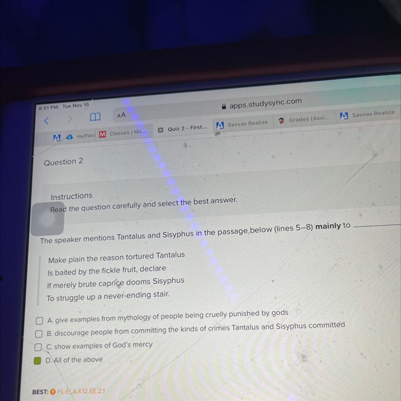 Read the question carefully and select the best answer. The speaker mentions Tantalus-example-1