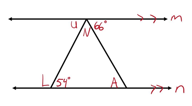 Label L, U, N, A with the correct angles. please help! (NO BOTS!)-example-1