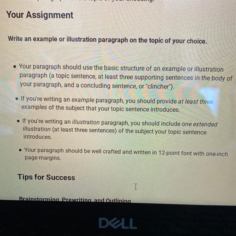 Write an example or illustration paragraph on the topic of your choice-example-1