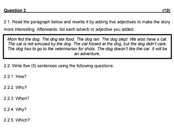 Write 5 sentences using the following questions How? Who? when? Why? Which?​-example-1