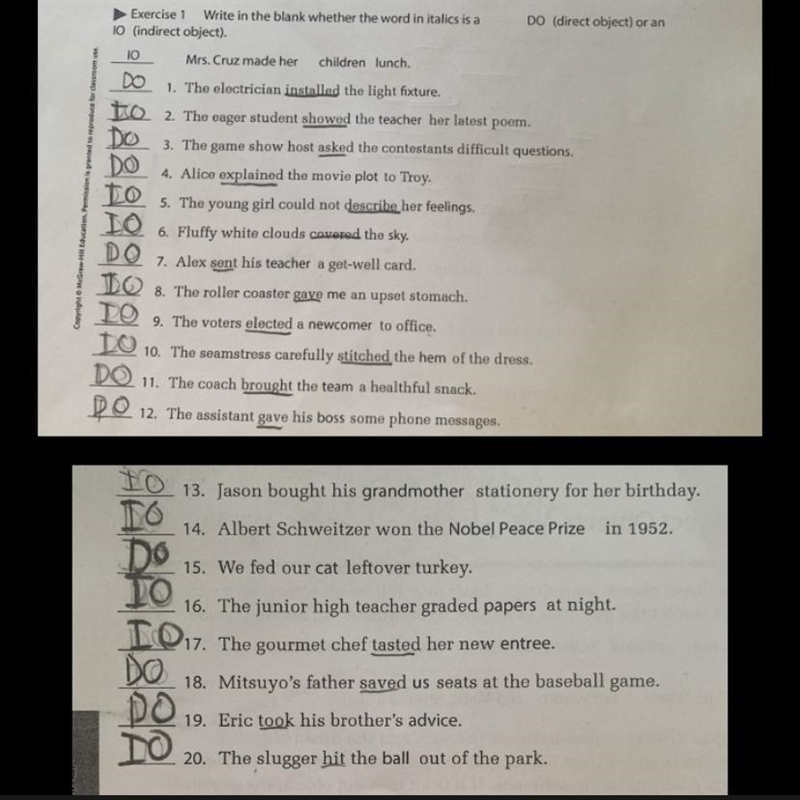 Verbs with indirect objects Could someone double check this please? I’m not 100% sure-example-1