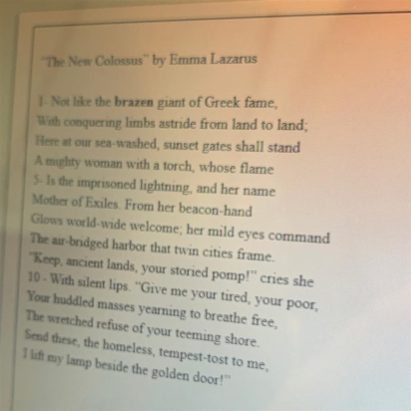 Which context clue from the poem best helps the reader understand the meaning of brazen-example-1