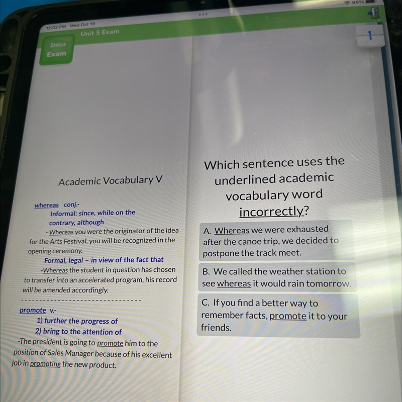 PLEASE HELP ASAP Which sentence uses the underlined academic vocabulary word incorrectly-example-1