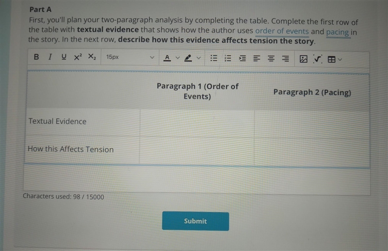 Plsssssssss help Part A First you'll plan your two paragraph analysis by completing-example-1