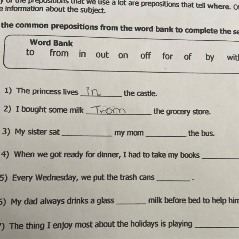 My sister sat______my mom______the bus.-example-1