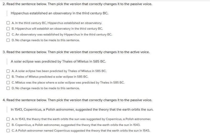 Verbs - Active and Passive Voice Instructions Student Directions: Sort the sentences-example-1