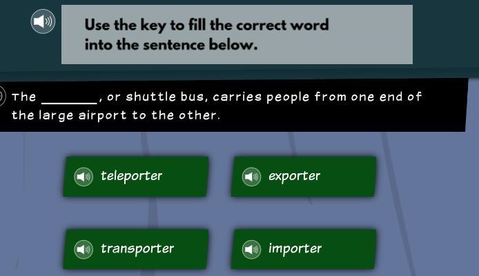 Use the key to fill the correct word into the sentence below The _____ 's or shuttle-example-1