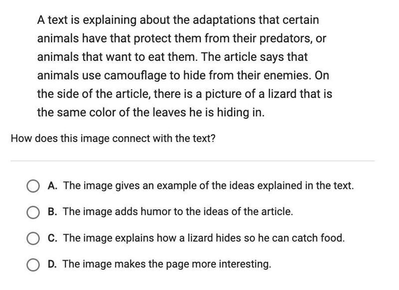 A text is explaining about the adaptations that certain animals have that protect-example-1