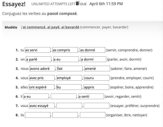 Conjuguez les verbs au passé composé.-example-1