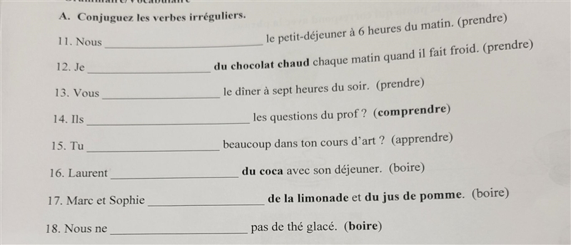 Conjugate the irregular verbs (french) Pls I need done asap-example-1