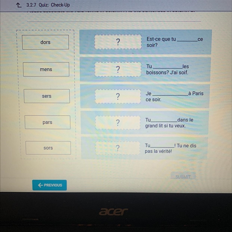 PLEASE HELP AND FASTTT !! Please associate the verb forms in column A to the sentences-example-1