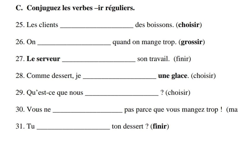 Comjugate the irregular verbs FRENCH-example-1