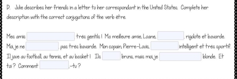 Easy french giving points who do get it right (already know answers) write french-example-1