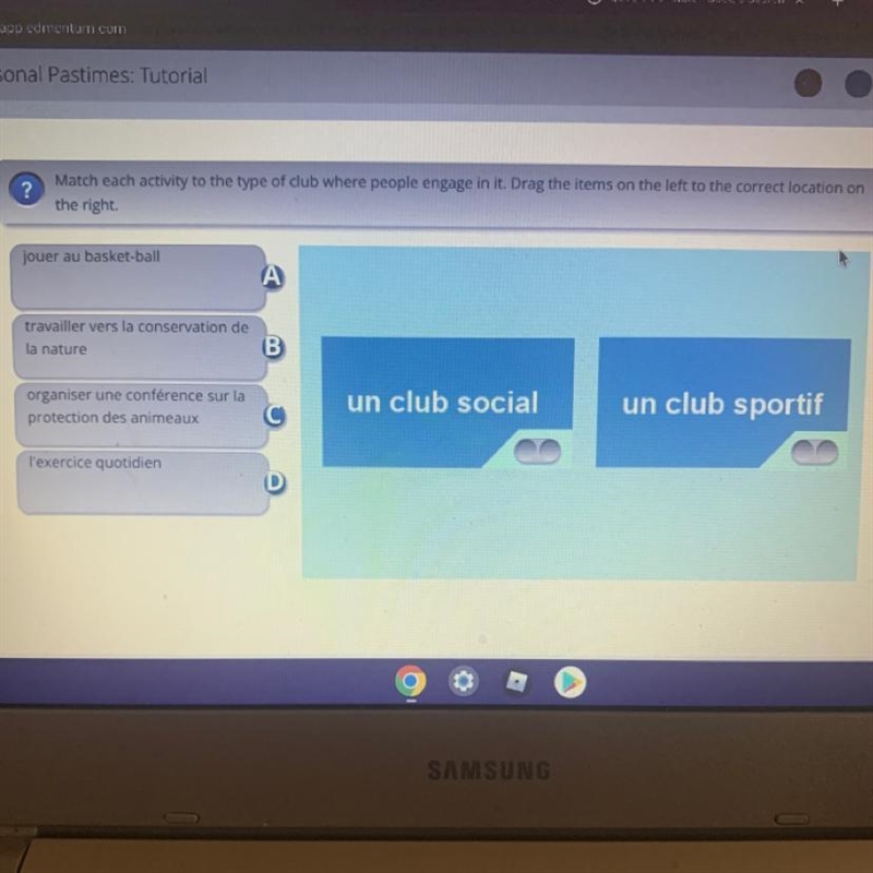 Match each activity to the type of club where people engage in it. Drag the items-example-1