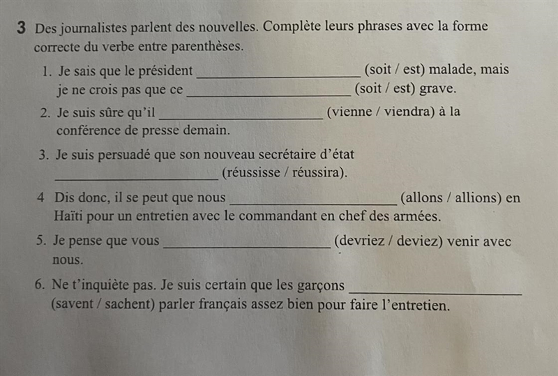 Des journalistes parlent des nouvelles. Complète leurs phrases avec la forme correcte-example-1