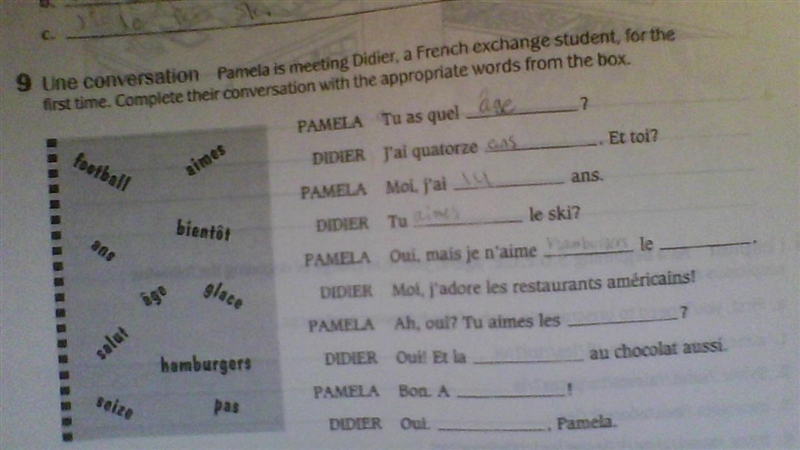 French- fill in the blanks from the word bank over in the box in the left corner-example-1