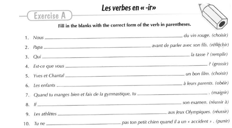 I request help with these french IR verbs (present tense)-example-1