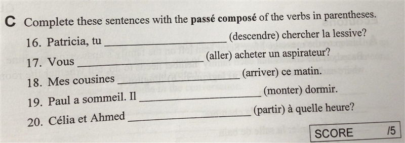 Complete these sentences with the passé compose of the verbs in parentheses.-example-1