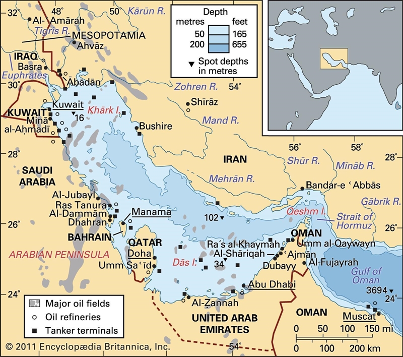 The Red Sea and the Persian Gulf are parts of the __________ Ocean. A. Indian B. Pacific-example-1