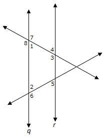 Which pair of angles are same-side interior angles? A) <1 and <4 B) <3 and-example-1