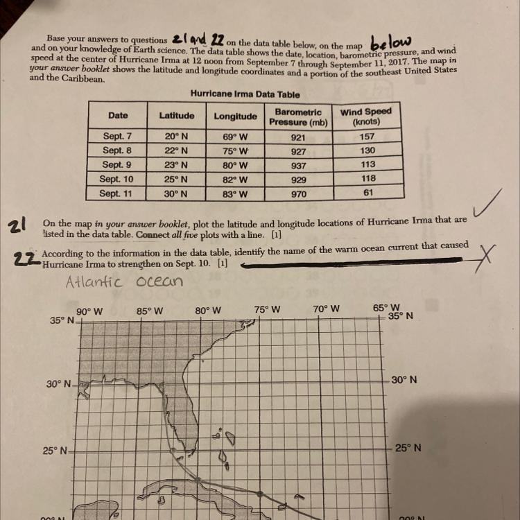 According to the information in the data table, identify the name of the warm ocean-example-1