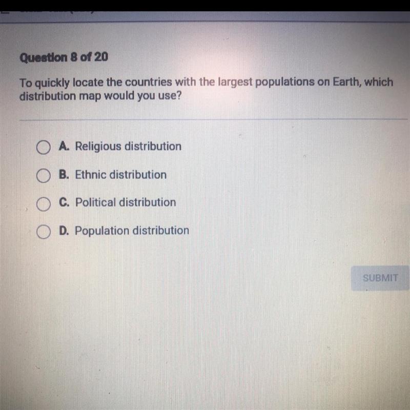 To quickly locate the countities with the largest populations on Earth which distribution-example-1