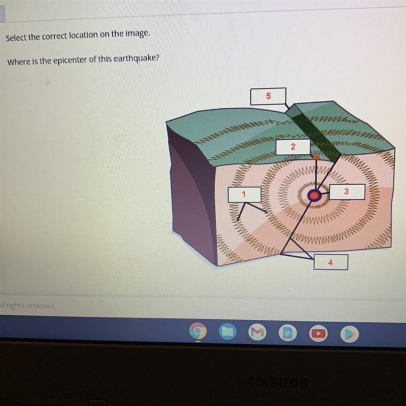 Select the correct location on the image. Where is the epicenter of this earthquake-example-1