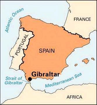 Which british territory has a mile-long border with spain?-example-1