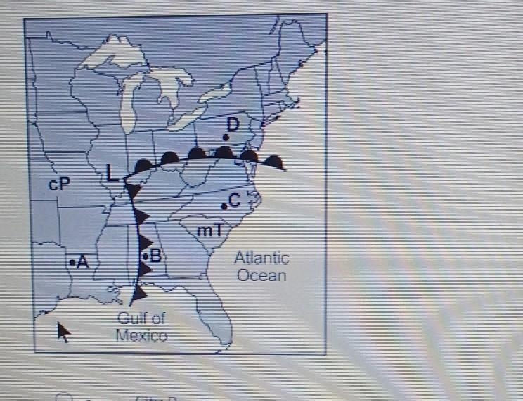 Which city will most likely be the next to experience increasing temperature and humidity-example-1