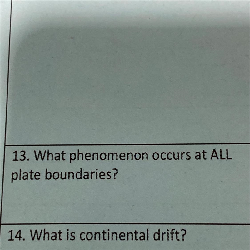 What phenomenon occurs in ALL plate boundaries?-example-1