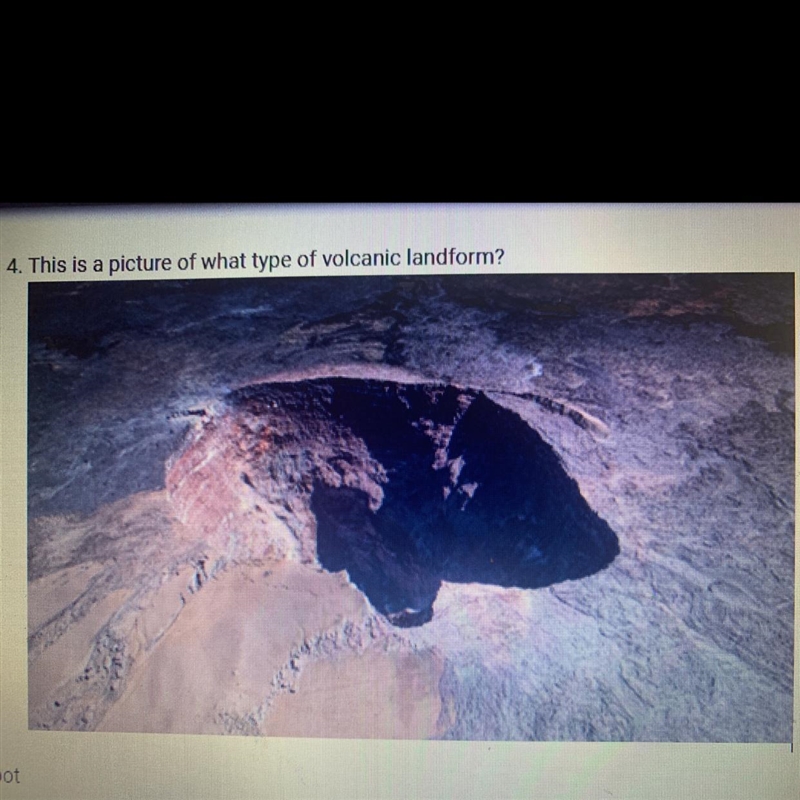 This is a picture of what volcano landform? Hot spot Caldera Super volcano Stratovolcano-example-1