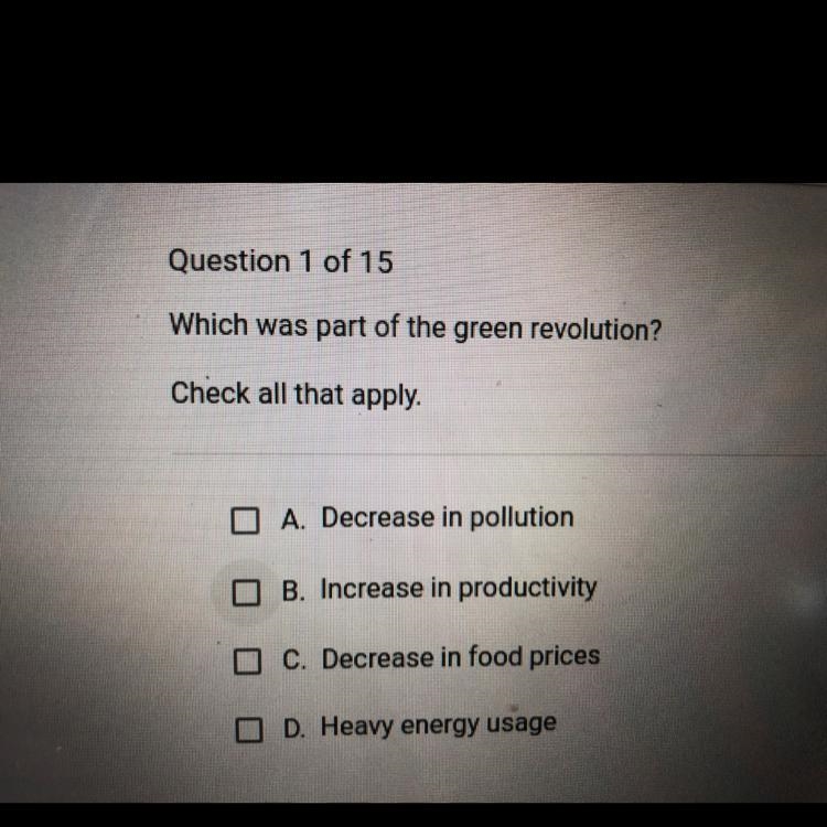 Which was part of the green revolution?-example-1