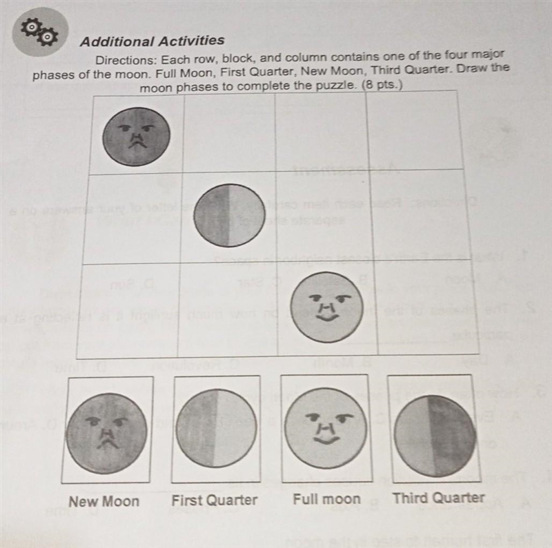 Do Additional Activities Directions: Each row, block, and column contains one of the-example-1