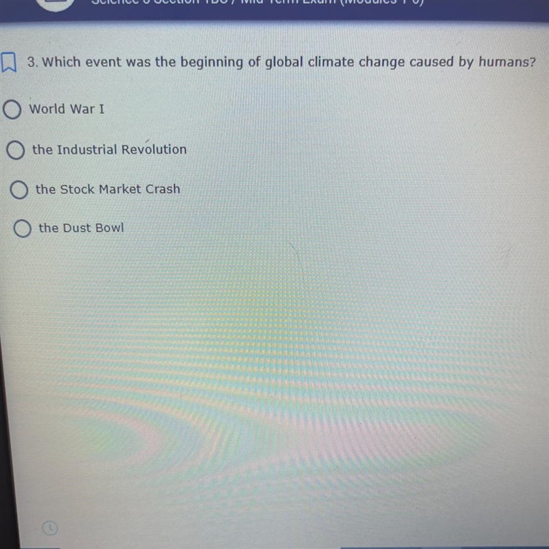 Which event was the beginning of global climate change caused by humans?-example-1