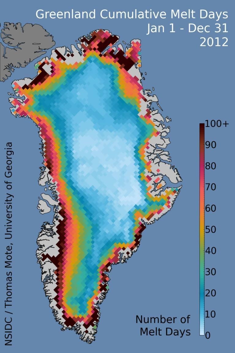 Based on the maps, which best describes how climate change affected Greenland between-example-2