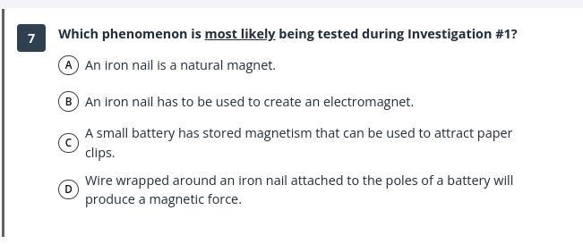 Which phenomenon is most likely being tested during Investigation #1?-example-1