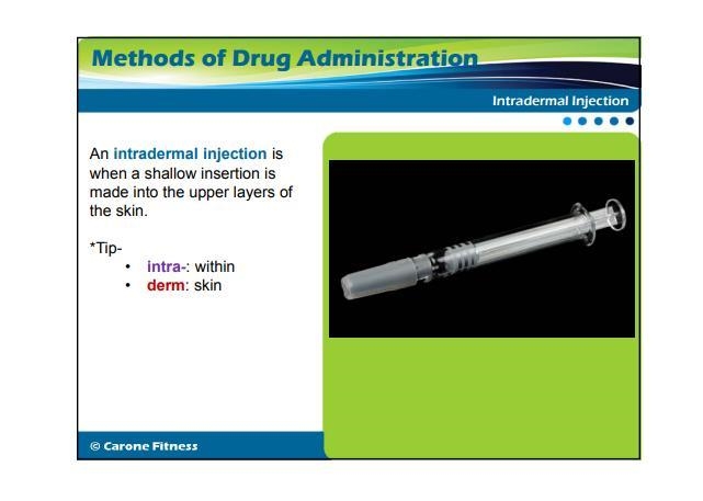 Select the correct answer. Dillan receives a vaccination where the drug is administered-example-1