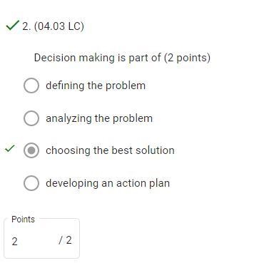 Decision making is part of (2 points) оа defining the problem Ob analyzing the problem-example-1