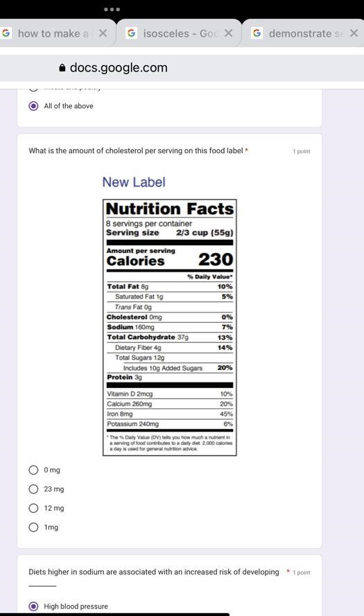 What is the amount of cholesterol per serving on this food label-example-1