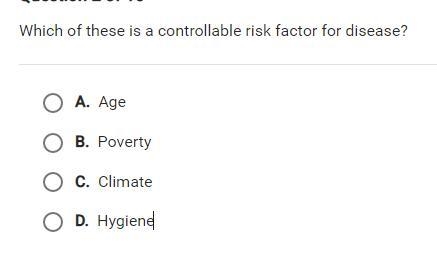 Which of these is a controllable risk factor for diseases?-example-1