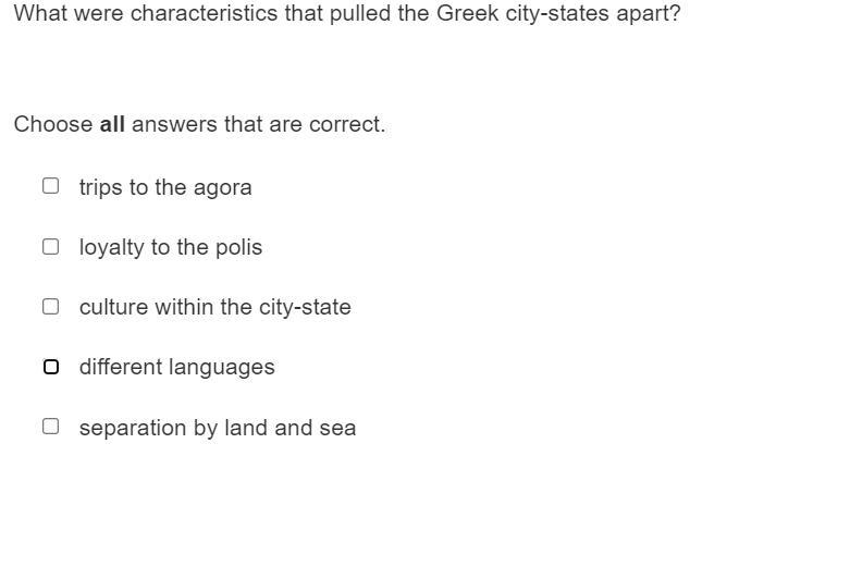 What were characteristics that pulled the Greek city-states apart? (multiple question-example-1